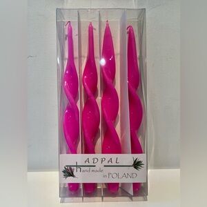 Hot Pink Candles Taper Twisted Handmade in Poland Barbiecore Party ADPAL HTF